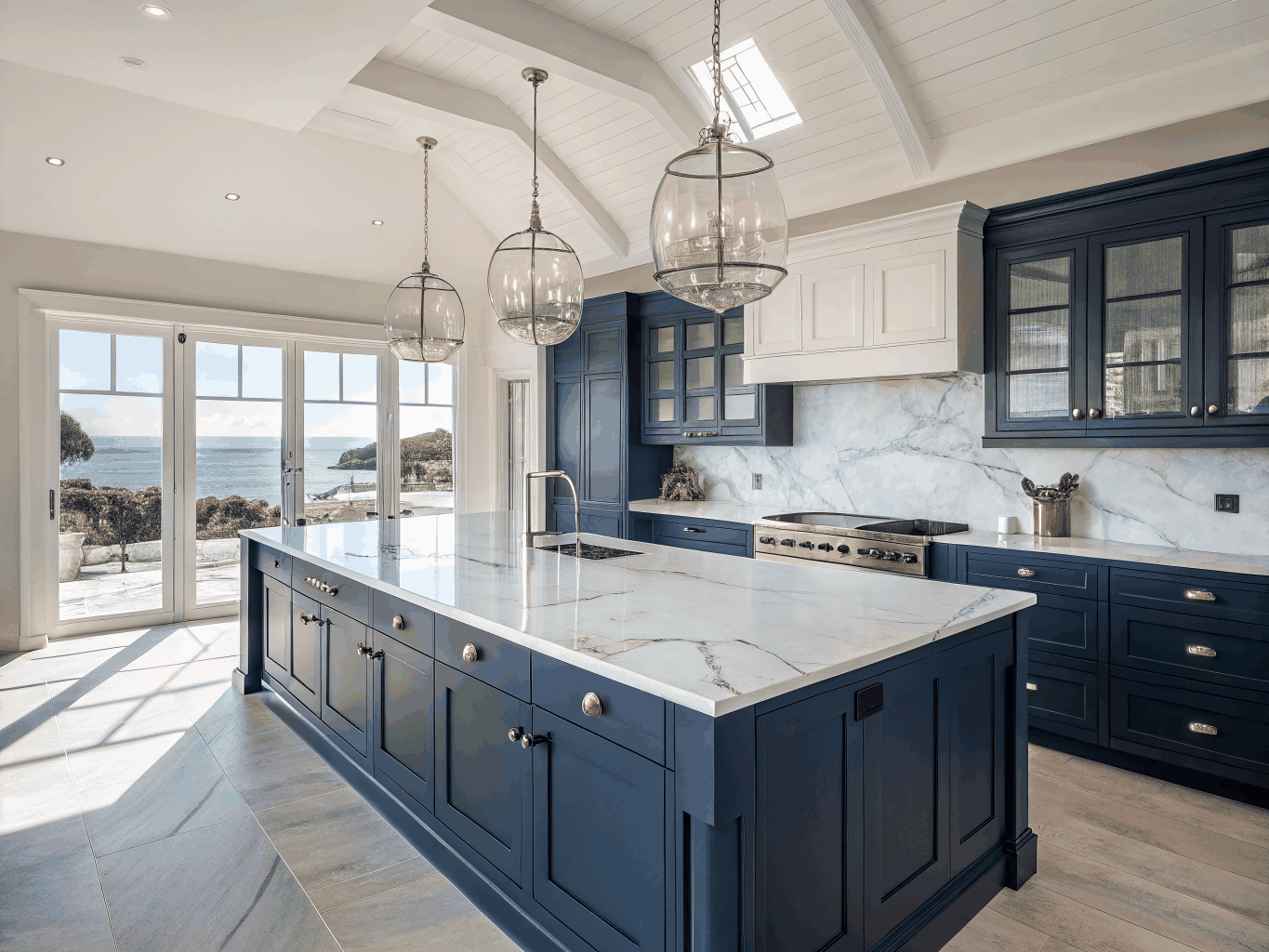 Custom shaker kitchen cabinetry with copper hardware in Dunwoody home