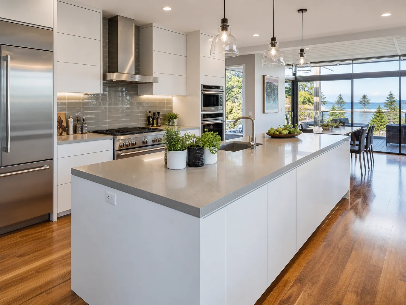 Example of an open-concept kitchen with a large island in a Dunwoody GA home