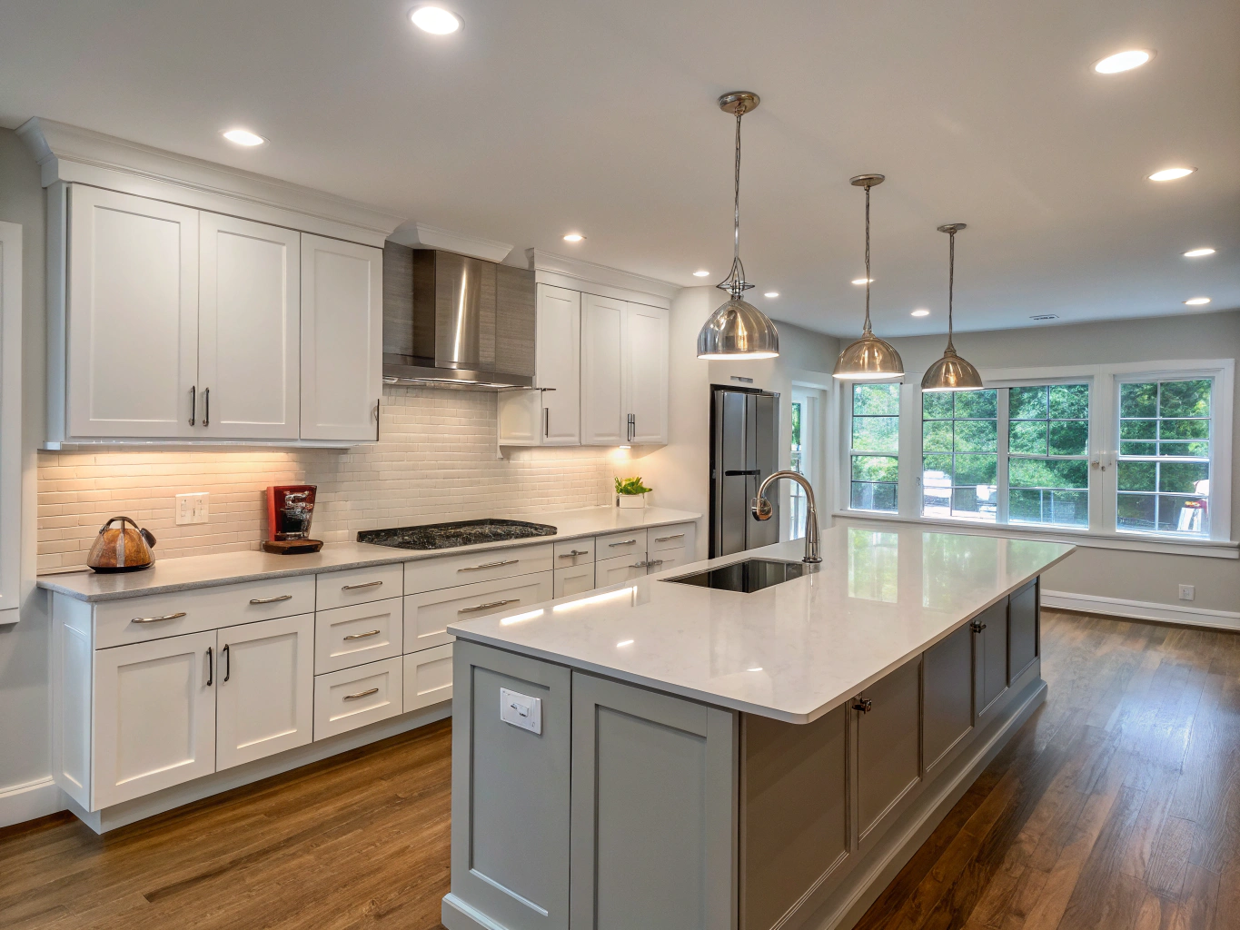 Open-concept layout after load-bearing wall removal in a Dunwoody GA home